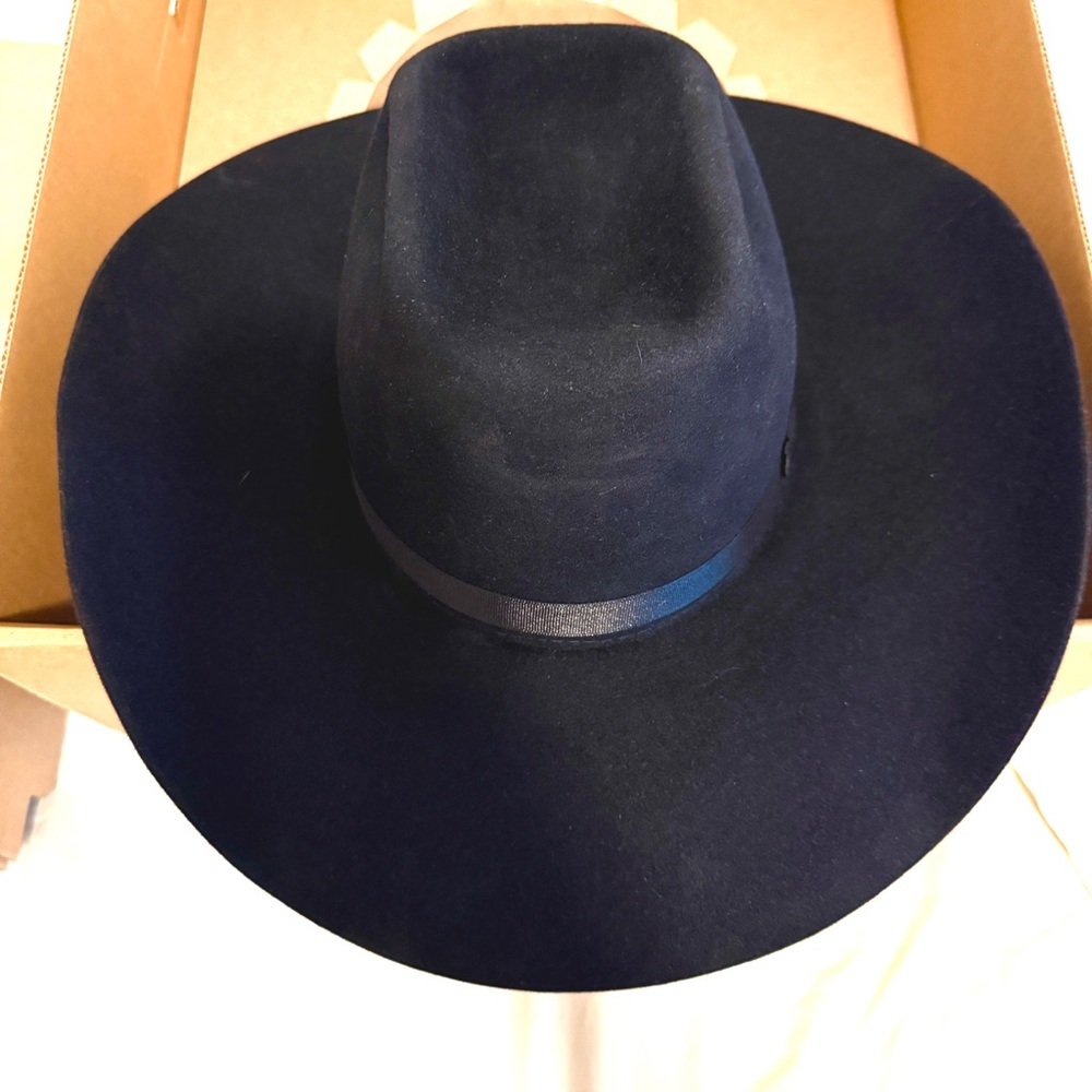 Stetson Navy Wide-Brim Felt Fedora with Hatband